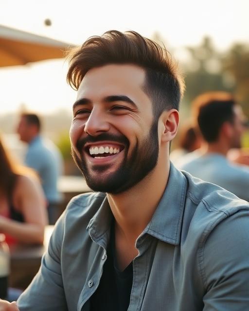 Natural, social candid laughing photo
