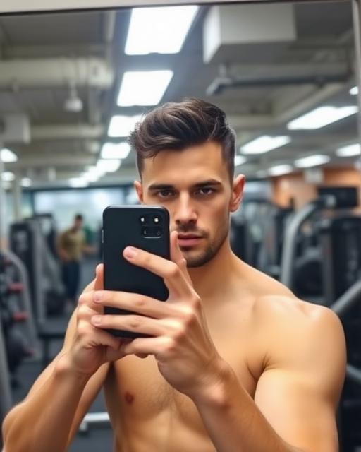 Gym mirror selfie hiding the face